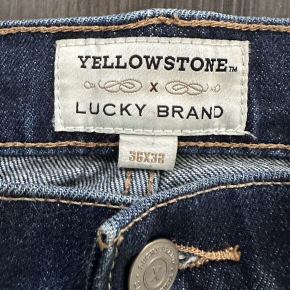 Lucky Brand x Yellowstone 363 Vintage Straight Denim Blue Jeans 36x32 Selvedge - Picture 4 of 8